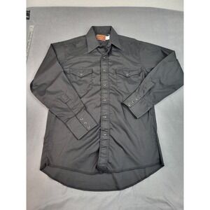 Rustler X Long Tail Pearl Snap Shirt Men 15 1/2 32 Black Western Rockabilly Rub